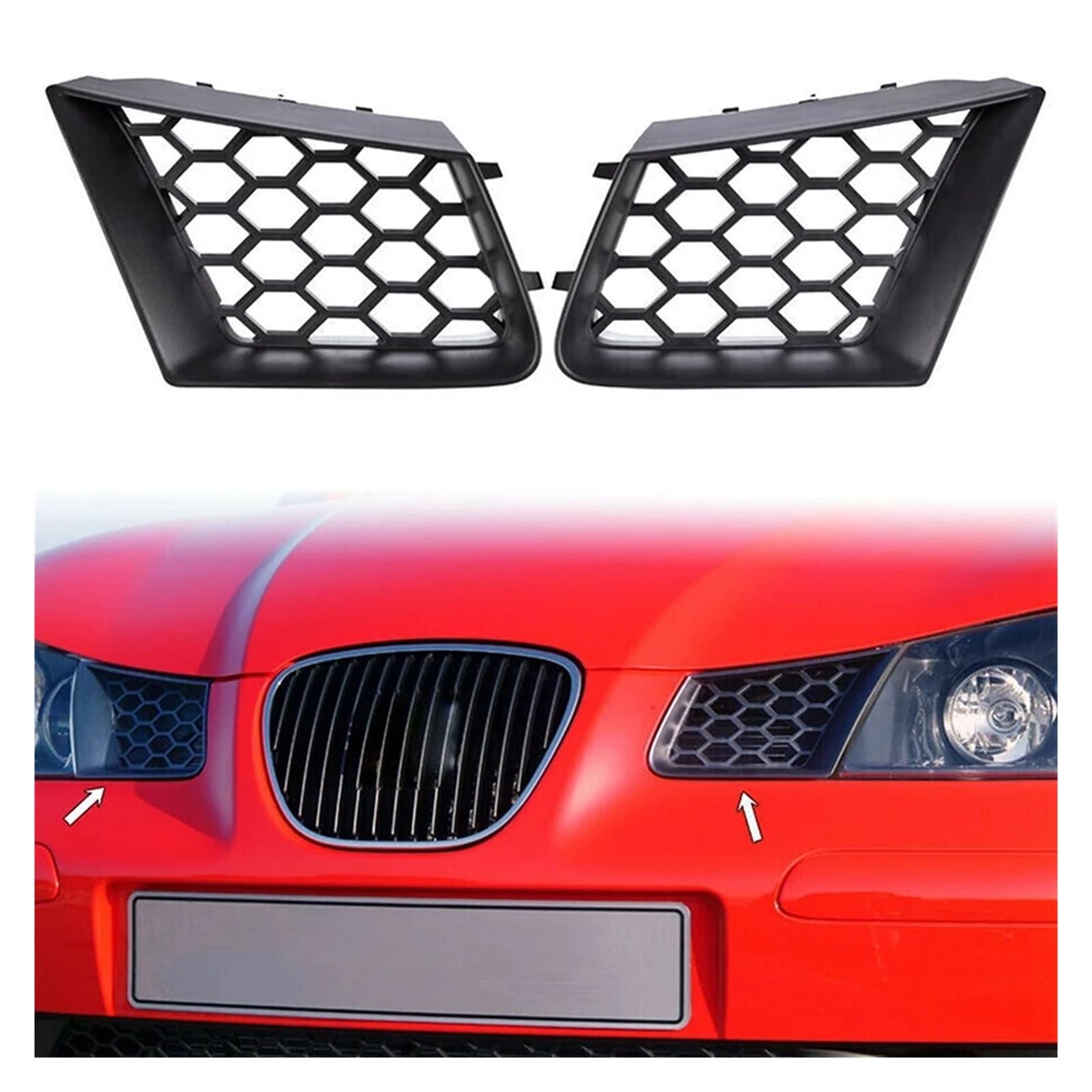 Front Kühlergrille Paar Obere Auto-Frontstoßstangengitter Für Seat Für Ibiza Für Cordoba Für Typ 6L 2002 2003 2004-2008 2009, Kunststoff, Mattschwarz, Links Und Rechts Auto Kühlergrill von HONGYISM