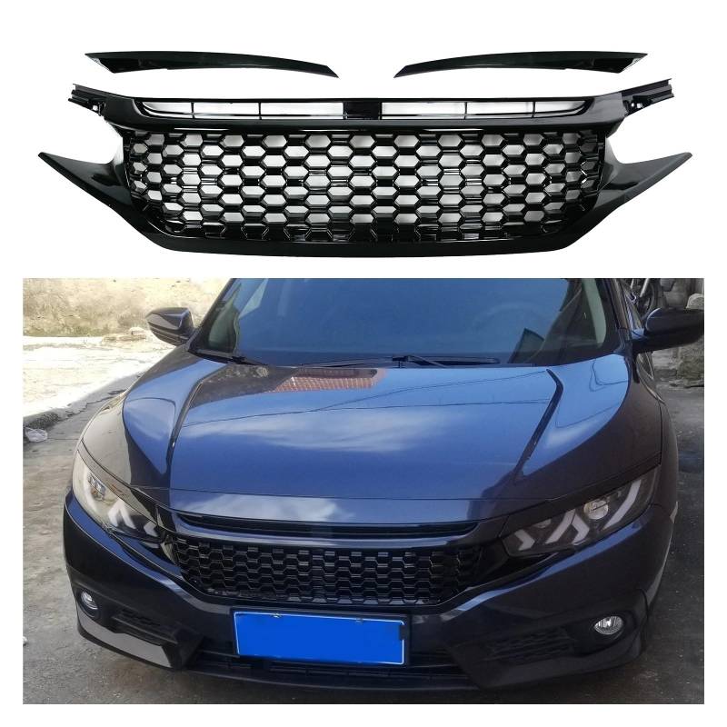 Front Kühlergrille Stoßstangengitter Für Civic 10. Generation 2016 2017 2018 2019 Frontstoßstangennetzabdeckung Frontgrills Renngrill Auto Kühlergrill von HONGYISM