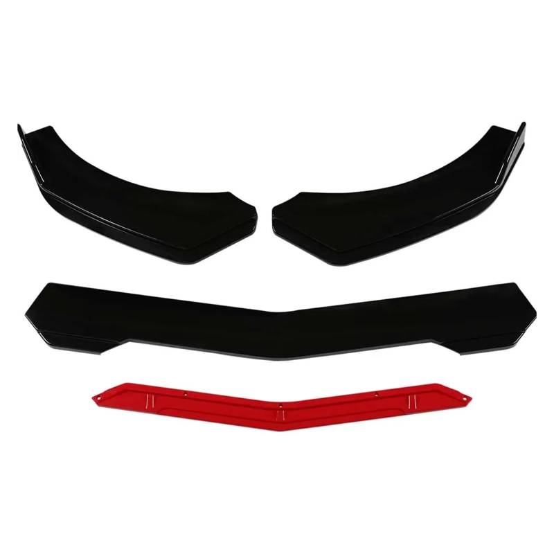 Front Spoiler Lippe 5 Teile/Satz Universal Auto Vorderen Stoßfänger Lippe Kinn Spoiler Splitter Diffusor Körper Kit Schwarz Carbon Druck Außen Zubehör Teile Auto-Frontspoiler(Rot) von HONGYISM