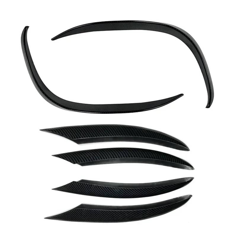 Front Spoiler Lippe Für Benz C-Klasse W205 C200 C260 2019-2022 2023 Vorderen Stoßfänger Wind Messer Kühlergrill Trim Abdeckung Nebel Lampe Streifen Aufkleber Schwarz Auto-Frontspoiler(6PCS Carbon Look von HONGYISM