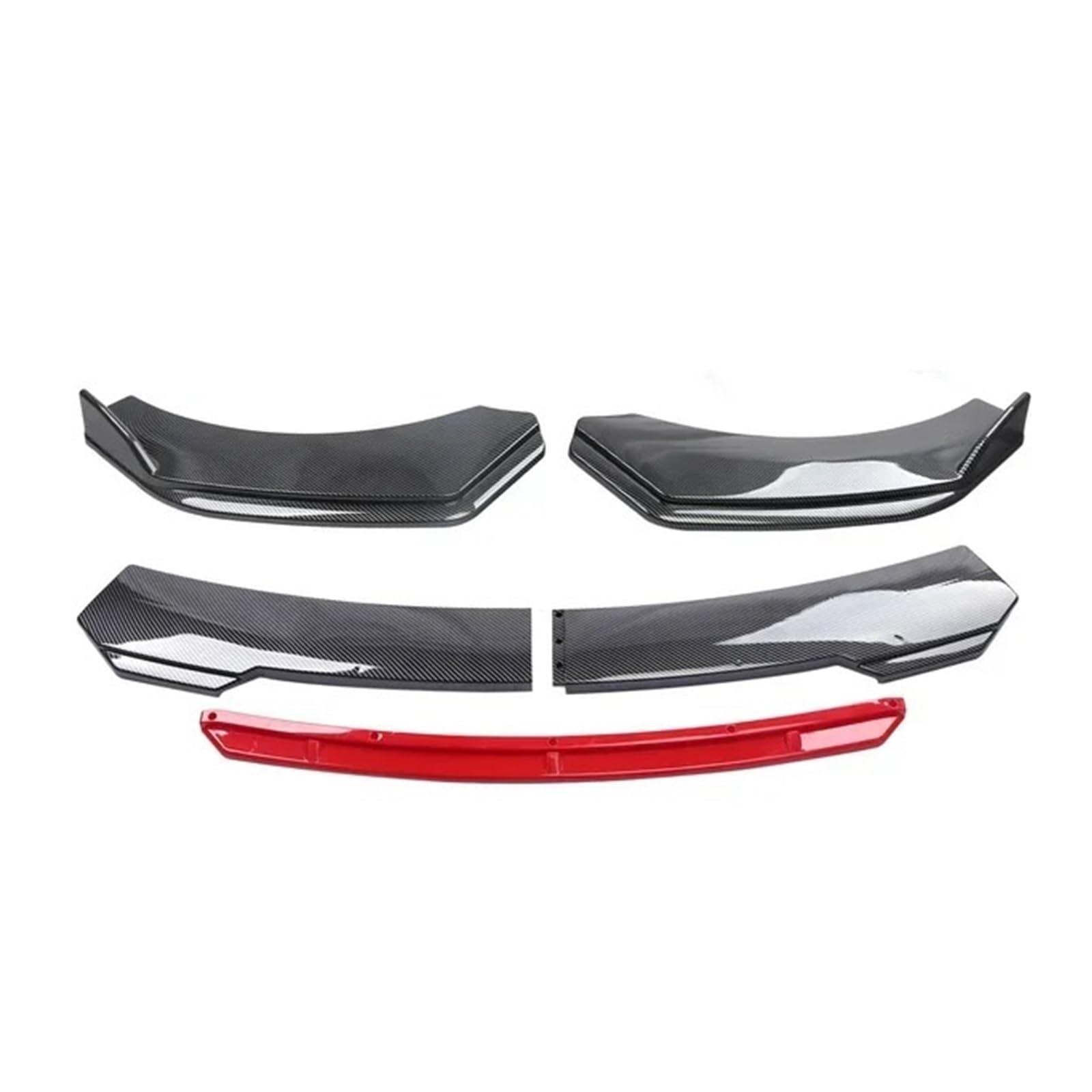 Front Spoiler Lippe Universal Für Die Meisten Autos Scharf Glänzend Schwarz Rot Zunge Frontstoßstange Lippe Kinnspoiler Splitter Diffusor Body Kit Trim Air Dam Protector Auto-Frontspoiler(B-Carbon Bla von HONGYISM