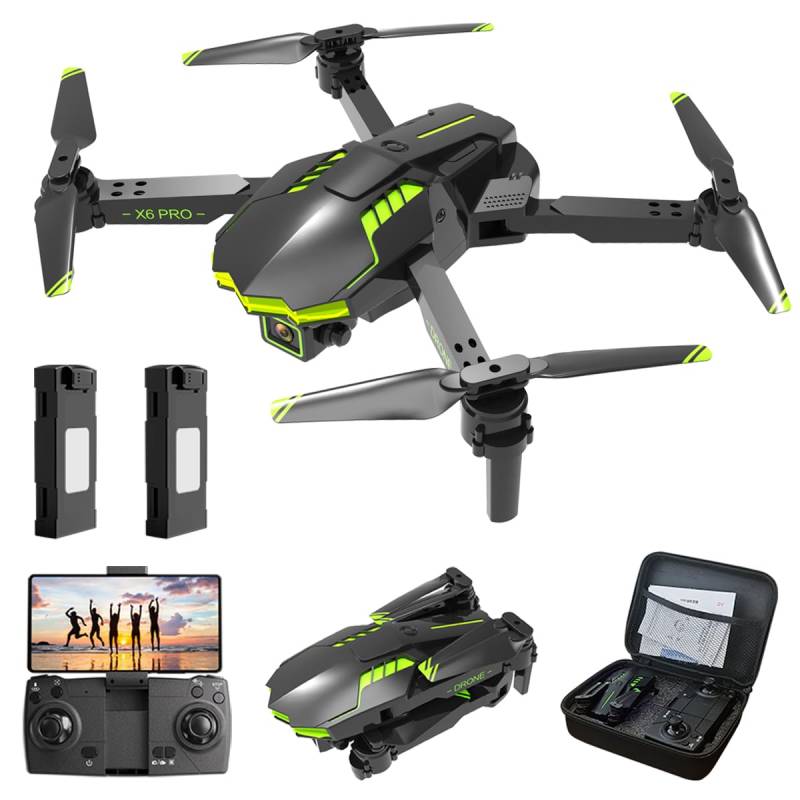 Drohne mit Kamera 1080P für Kinder und Erwachsene mit Lich, Faltbar Quadcopter mit Übertragung, Lange Flugzeit, One Key Start/Landen, Anfänger Drohne Spielzeug Geschenke für Jungen Mädchen (GRÜN) von HONIVON