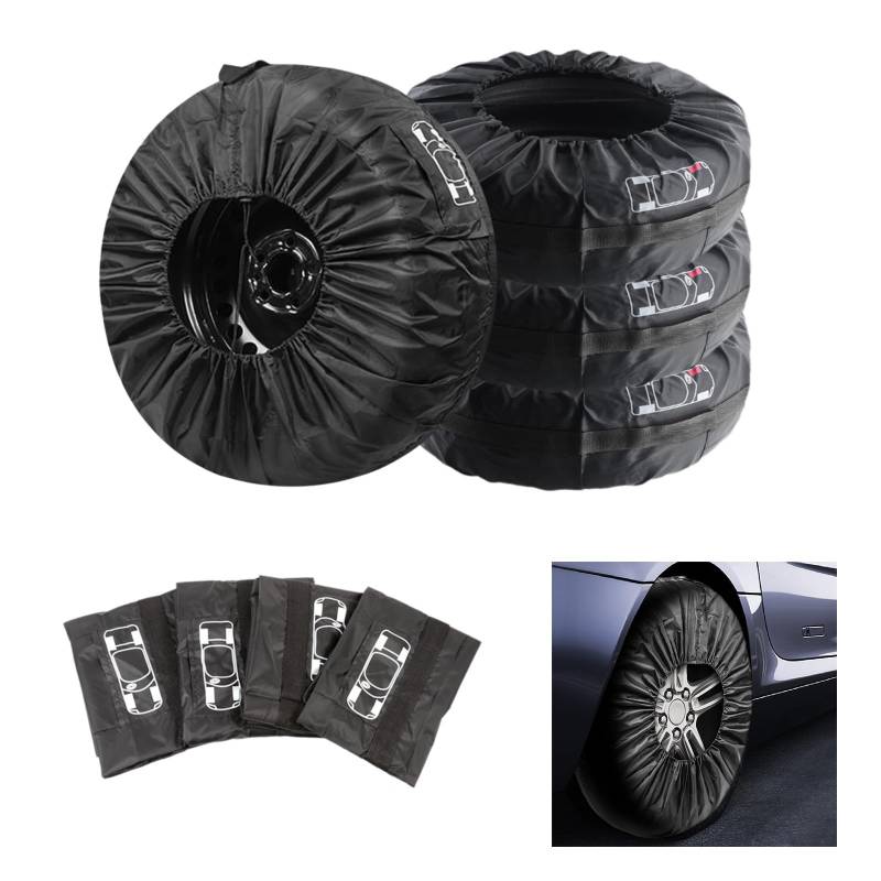 HONXUN 4 Stück Reifentaschen Set,Auto Reifentasche 20 Zoll Reifensäcke für sauberen Transport und Lagerung, Waterproof Staubdicht, Abwaschbar (Schwarz, L 19-23Zoll) von HONXUN