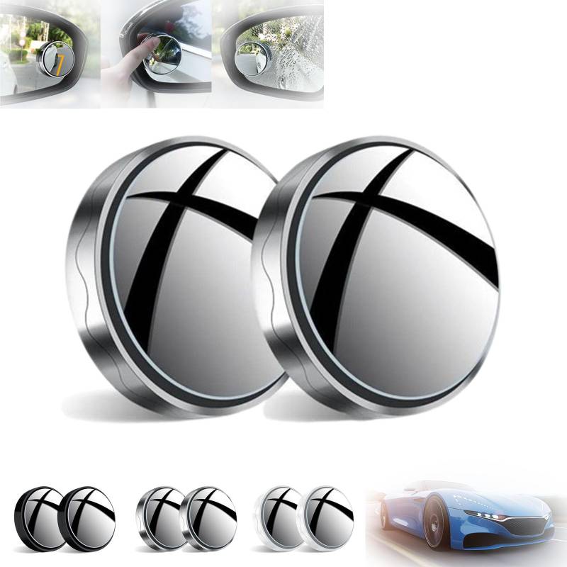 Auto Toter-Winkel-Spiegel, toter winkel spiegel auto, Suction Cup Car Convex Blind Spot Mirror, Car Blind Spot Mirror, seitenspiegel auto, toter winkel spiegel 360 weitwinkel-rückspiegel (Silber) von HOPASRISEE