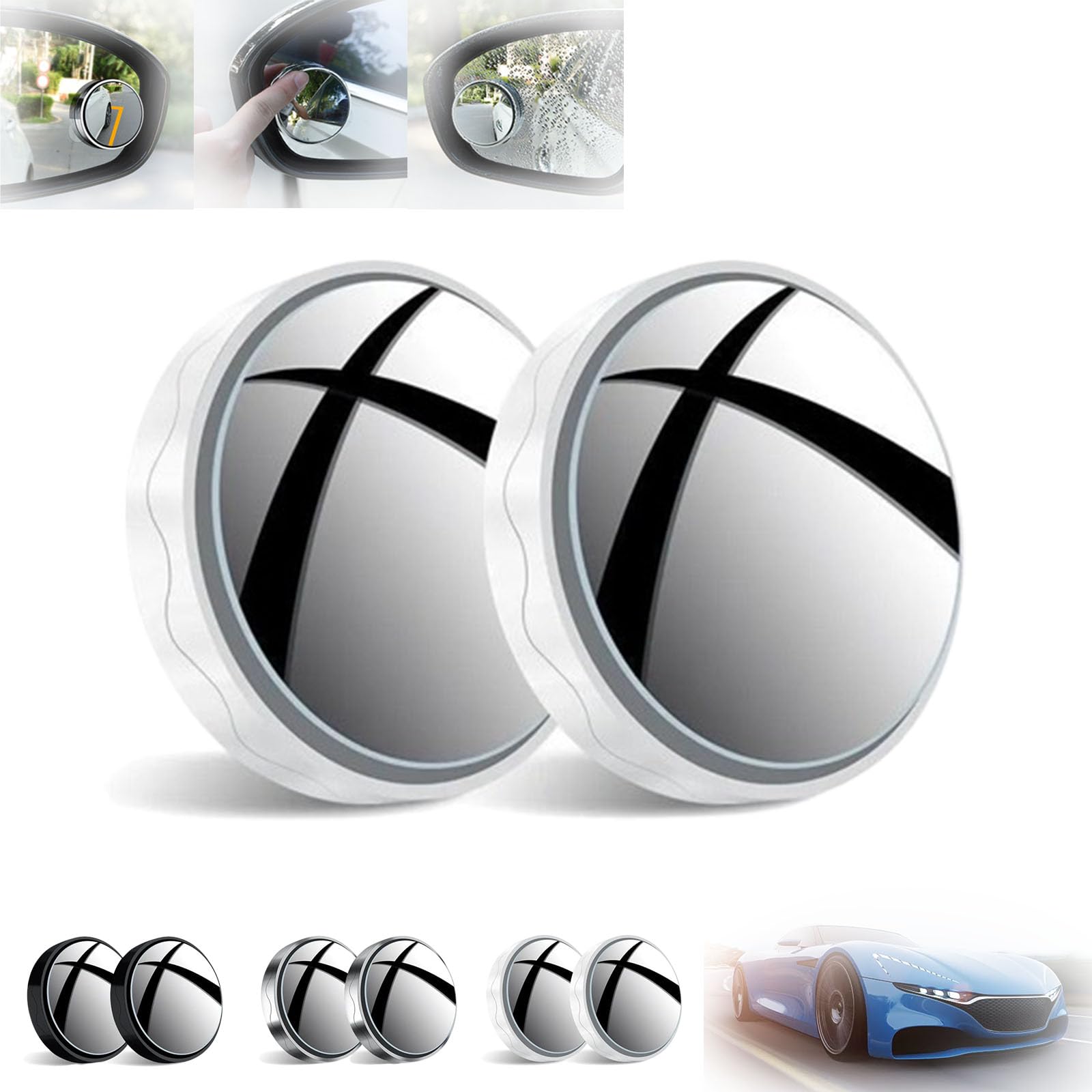 Auto Toter-Winkel-Spiegel, toter winkel spiegel auto, Suction Cup Car Convex Blind Spot Mirror, Car Blind Spot Mirror, seitenspiegel auto, toter winkel spiegel 360 weitwinkel-rückspiegel (Weiß) von HOPASRISEE