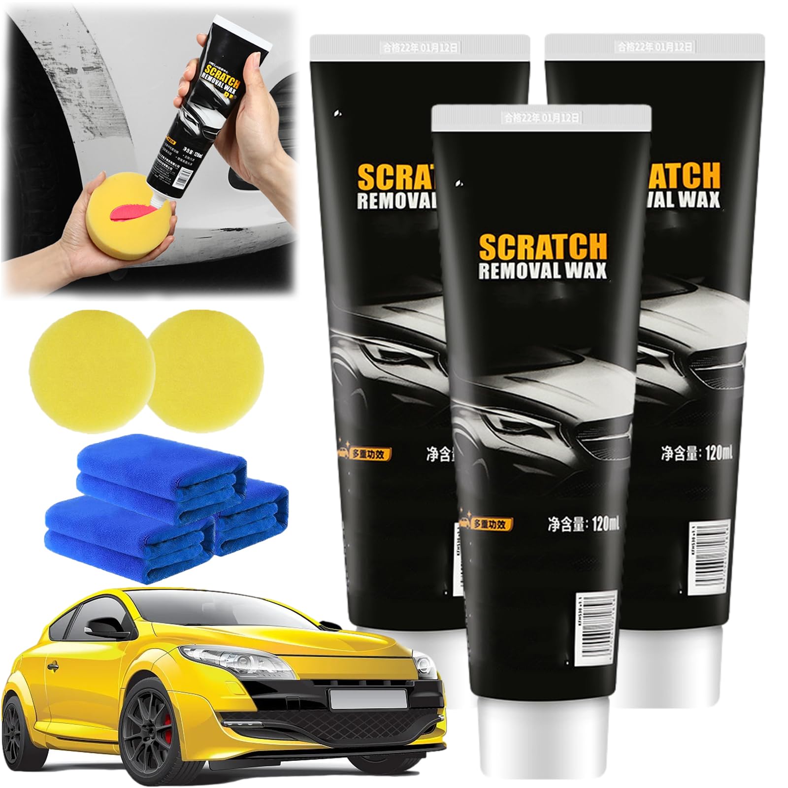 Car Scratch Repair Paste, Car Paint Scratch Repair Paste, Scratch Repair Wax for Car, Car Scratch Remover, Professional Car Scratch Repair Agent (3PC) von HOPASRISEE