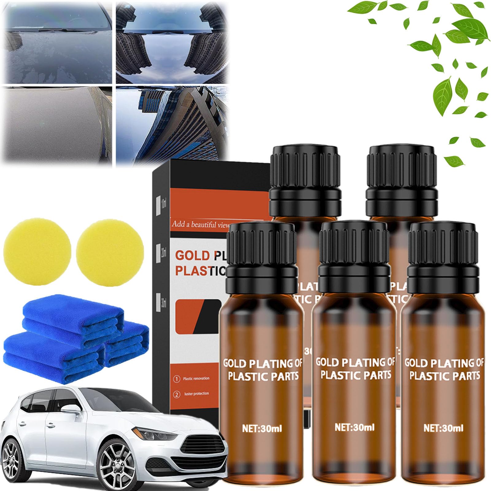 Falkeco Kunststoffsanierung, Gluckaro Kunststoff-Sanierungsmittel FüR Autos, Kunststoffsanierungsmittel FüR Autos, Car Plastic Plating Refurbishing Agent (30ML-5PC) von HOPASRISEE