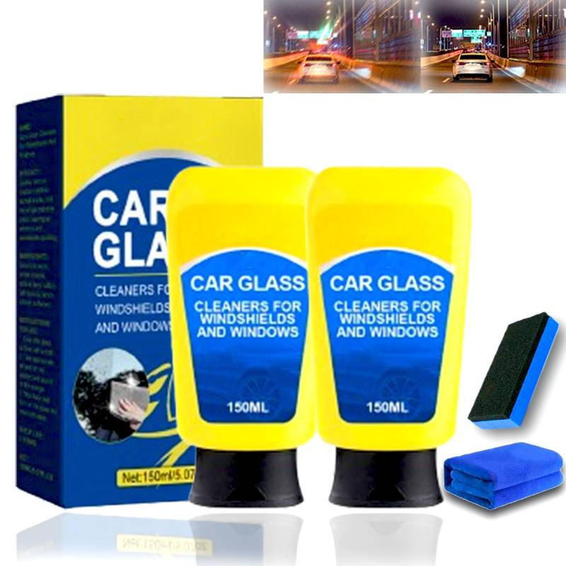 HOPASRISEE Car Glass Cleaners for Windshields and Windows, Glass Cleaning Board for Windshield, Automotive Oil Film Cleaning Brush, Superior Water Resistance for Crystal Clear Views (2pcs) von HOPASRISEE