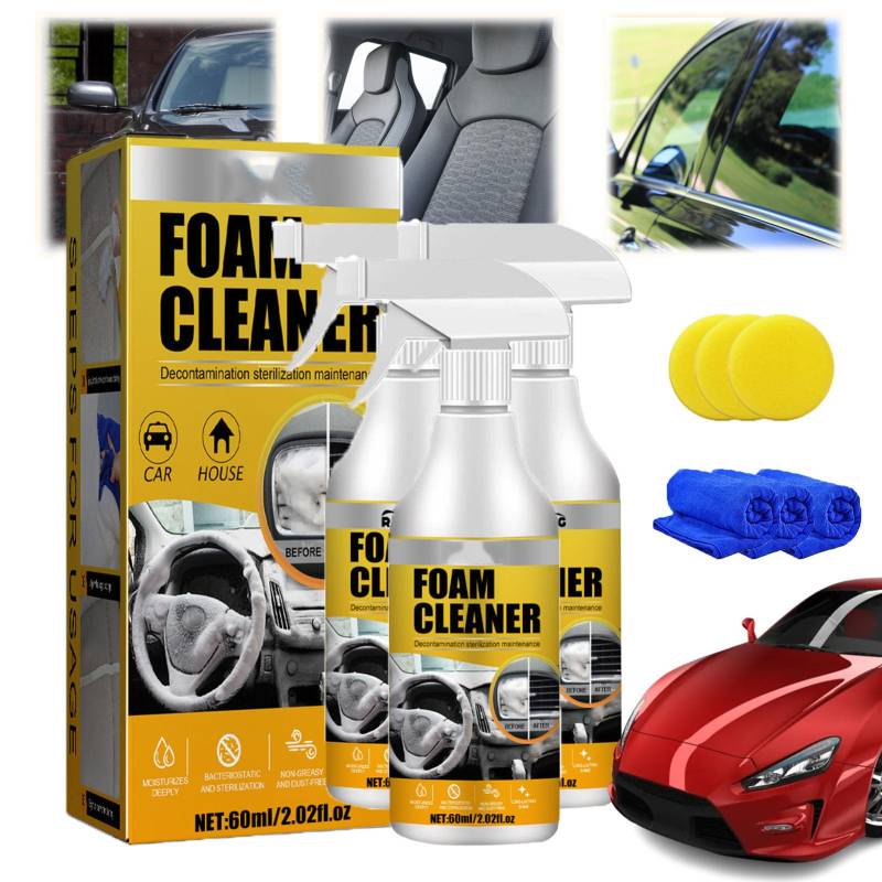 HOPASRISEE Schaumreiniger für den Autoinnenraum, Multi-Purpose Schaumreiniger, Foam Cleaner for car, Car Interior Foam Refinisher Cleaner, Magic Foam Cleaner (3PC) von HOPASRISEE