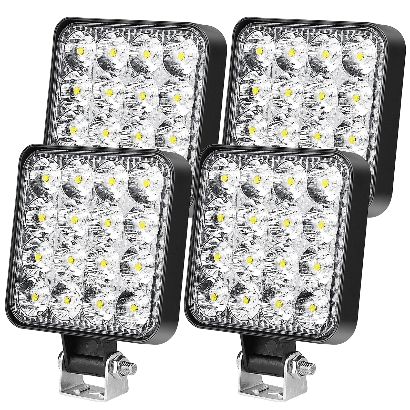 HOSPAOP LED Arbeitsscheinwerfer 12V LED Scheinwerfer 48W LED Trecker Zusatzscheinwerfer IP67 Auto Strahler Rückfahrscheinwerfer für Trecker Offroad Bagger SUV UTV ATV, 4 Pack von HOSPAOP