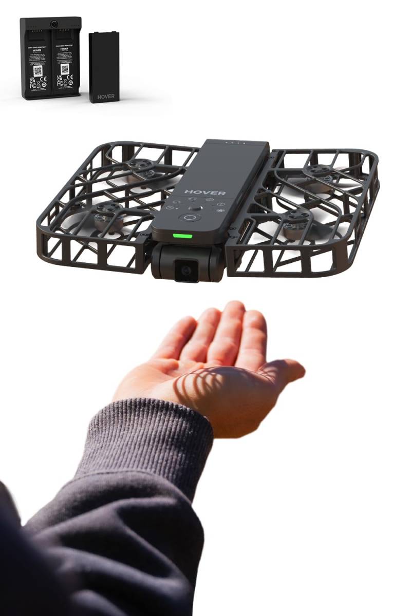 HOVERAir X1 Drohne mit kamera, Selbstfliegend Kamera Drone mit Folge-mir Modus, Mini Drohne im Taschenformat, HDR-Videoaufnahme, intelligente Flugrouten, Freihandsteuerung, Schwarz (Combo) von HOVERAir