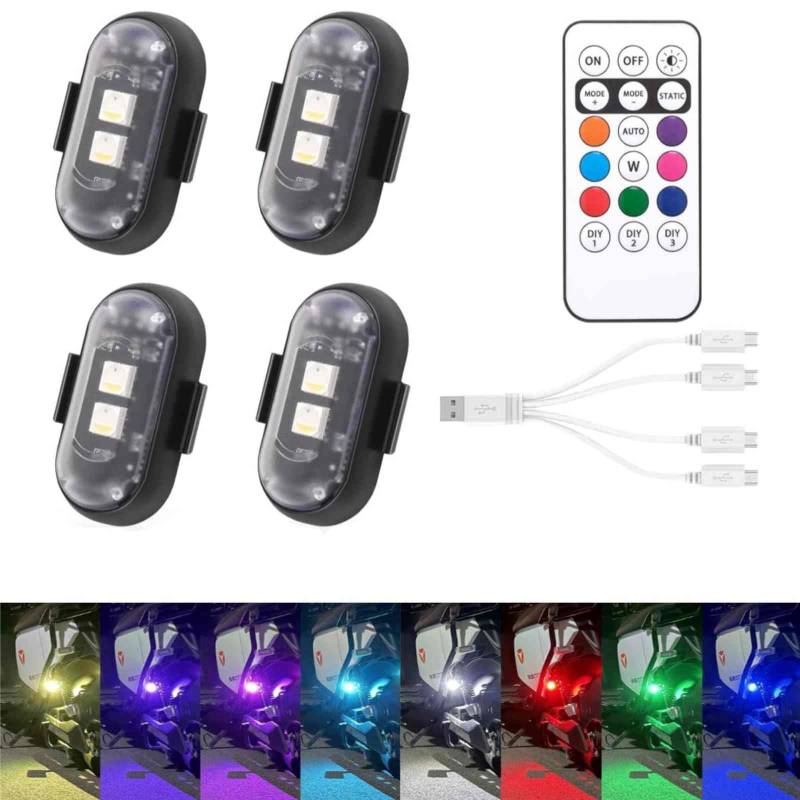 HOVIN 4 Stück Kabellose LED Lichter,Strobe Flash Light mit 8 Farben,LED Blitzlicht mit Fernbedienung,WirelessLED Lights von HOVIN