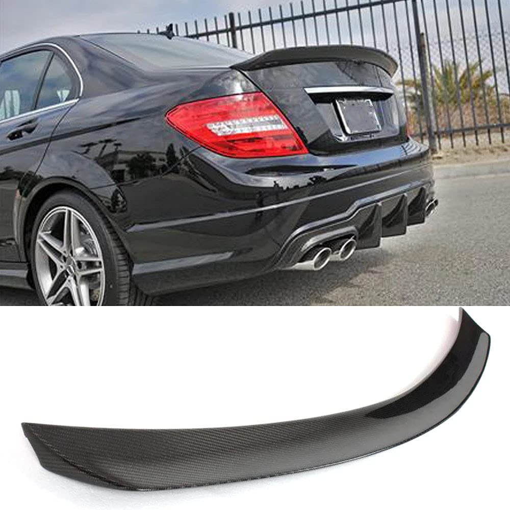 HOWWO Real Carbon Fiber Auto Heckspoiler für Mercedes-Benz W204 C180 C200 C250 C300 C63 AMG Sedan 4-Door 2008-2014, Schwarz, Kohlenstofffaser mit hochglänzendem Lack, Selbstklebend, Heck-Dachspoiler von HOWWO