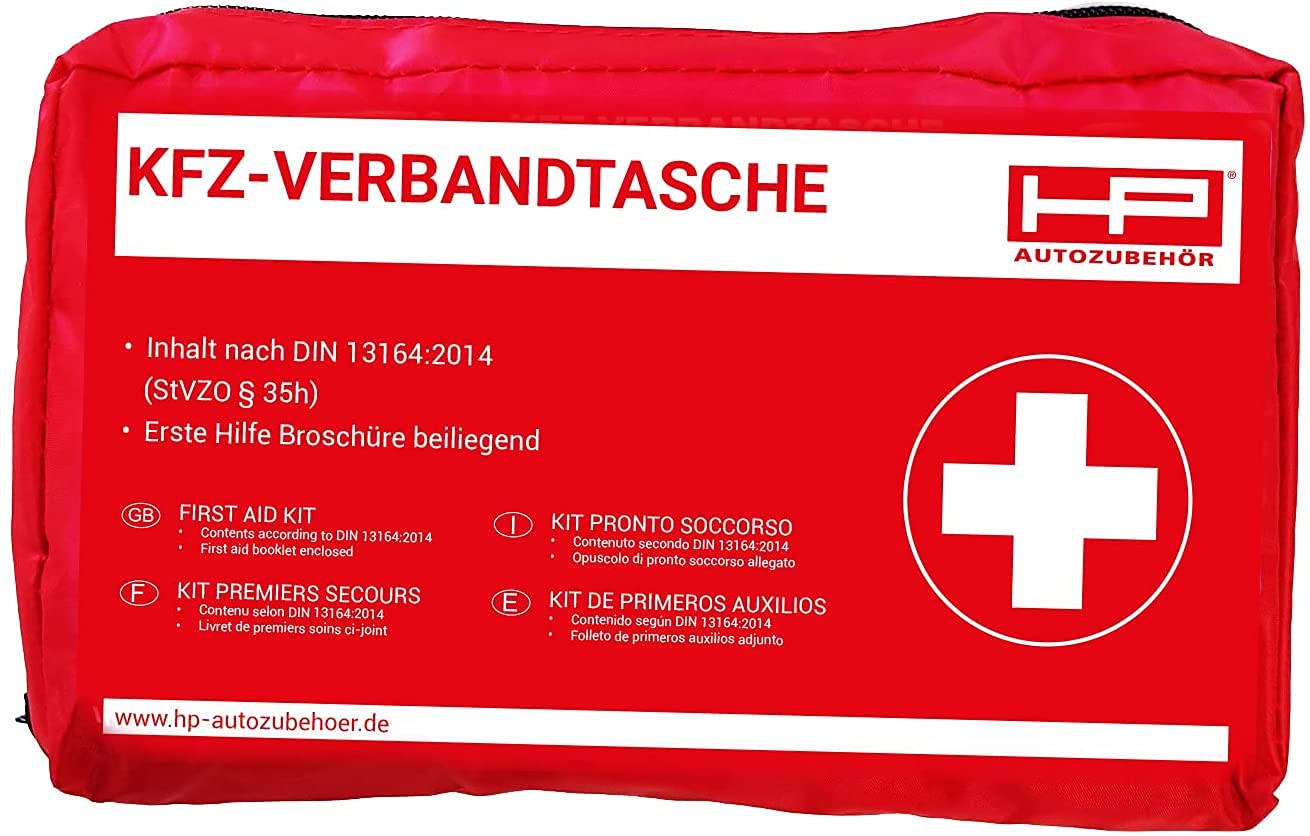 HP-Autozubehör 10039 KFZ - Verbandtasche in Rot - Mindesthaltbarkeit min. 4 Jahre von HP Autozubehör