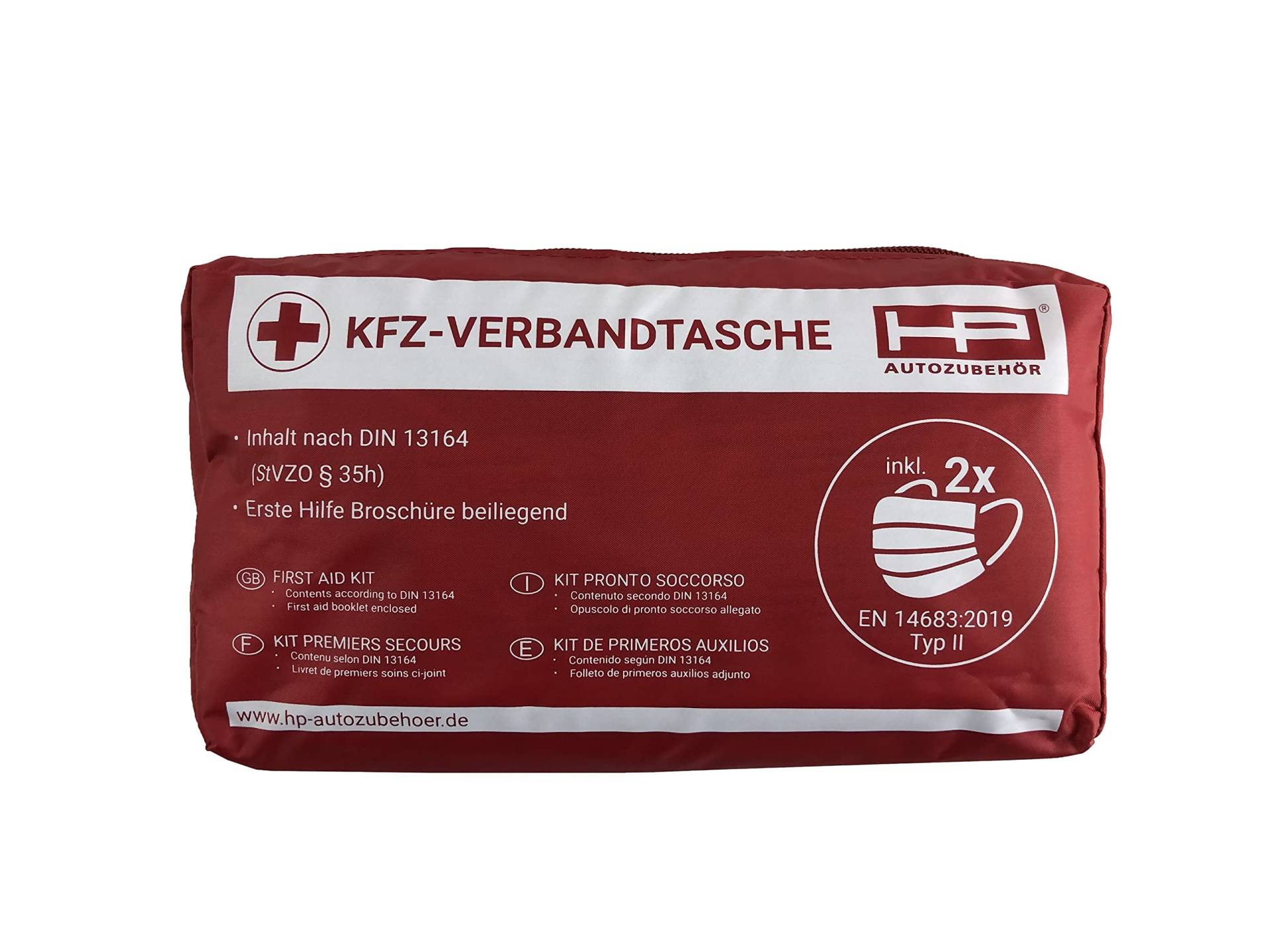 HP Autozubehör 10049 KFZ-Verbandtasche 2022 NEU Erste Hilfe Tasche, Notfall-Set Auto, DIN 13164:2022, First Aid Kit Rot von HP Autozubehör