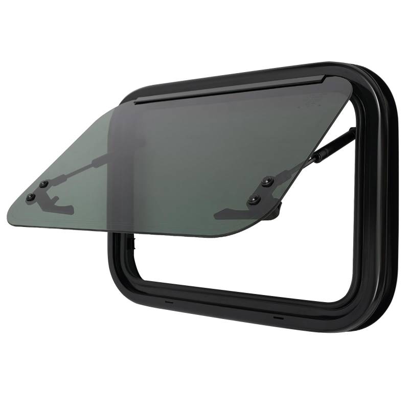 RV-Wohnmobilfenster, RV Fenster Ausstellfenster Aluminium für Wohnmobil 85° Öffnung 52x33 cm Sonnenschutz für Reisemobil und Wohnwagen (Schwarz, 500x350mm) von HPDTZ