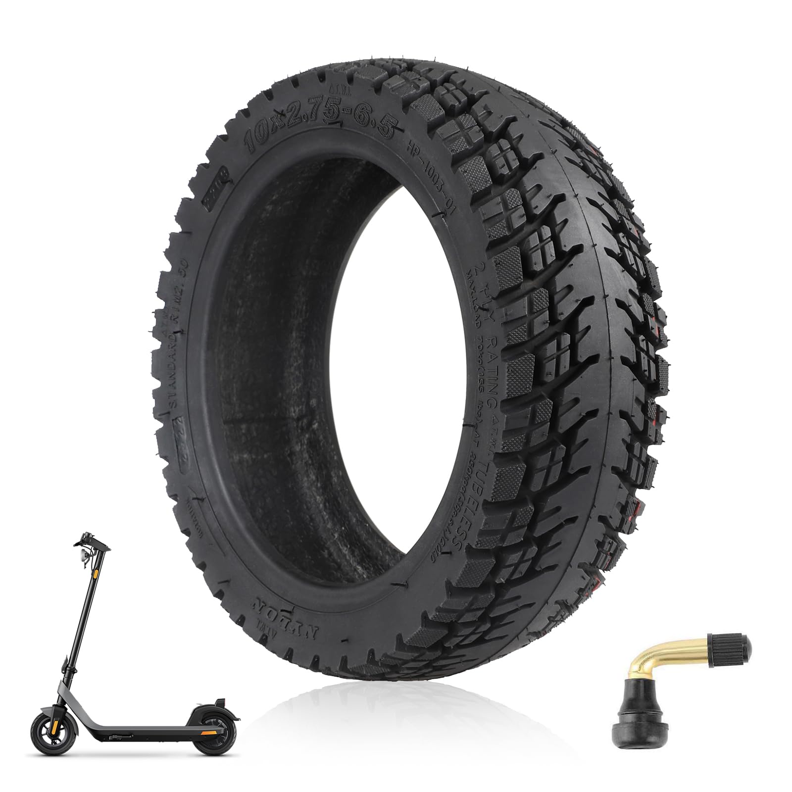 HPGAACD 10x2.75-6.5 Off-Road Vakuumreifen，10 Zoll Elektroroller Umrüstung Reifen für Speedway 5/Dualtron 3/Zero 10X/VSETT，Ersatzreifen für E Scooter Reifen Vorder/Hinter，Mit PVR50 Ventil von HPGAAVD