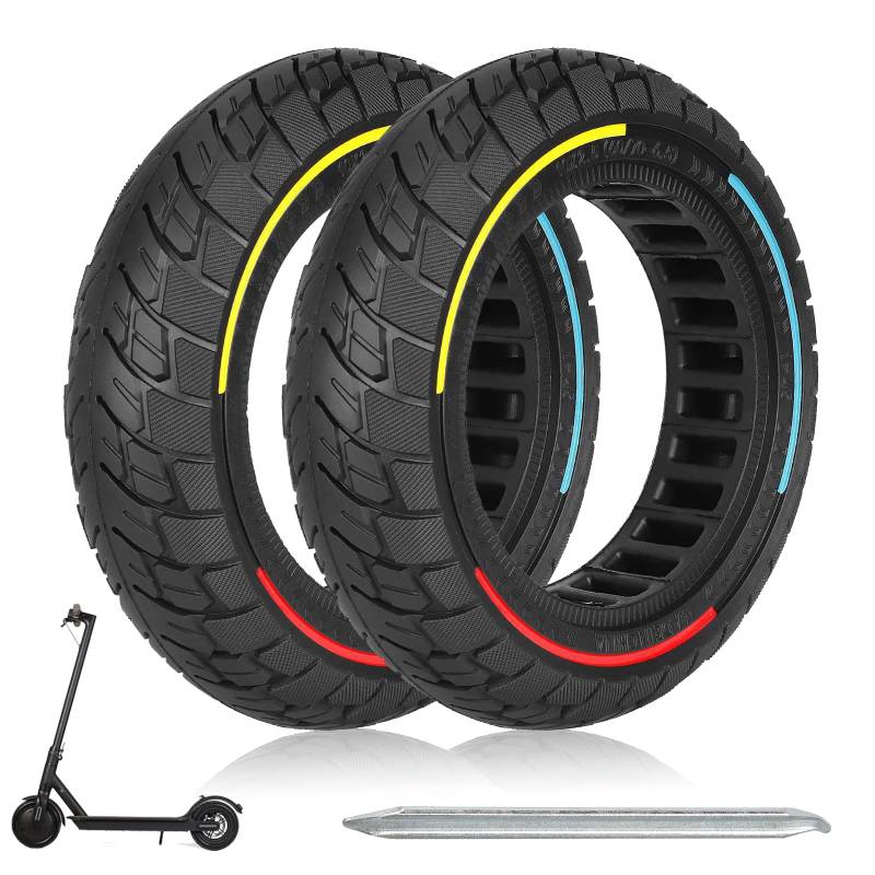 HPGAAVD 10×2.5 Zoll E Scooter Solid Reifen，60/70-6.5 Elektroroller Vollgummireifen für Ninebot Max G30 G30P G30LP，10 Zoll Anti-Rutsch und Anti-Punktur Ersatzreifen für Elektroroller Vorder/Hinter-2PCS von HPGAAVD