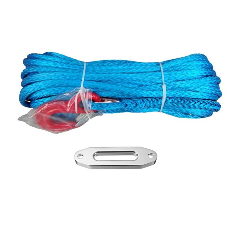 10 mm x 30 m Windenseil mit Haken und 12000 lbs Hawse-Aluminium-Seilführung(Blue) von HPHPH