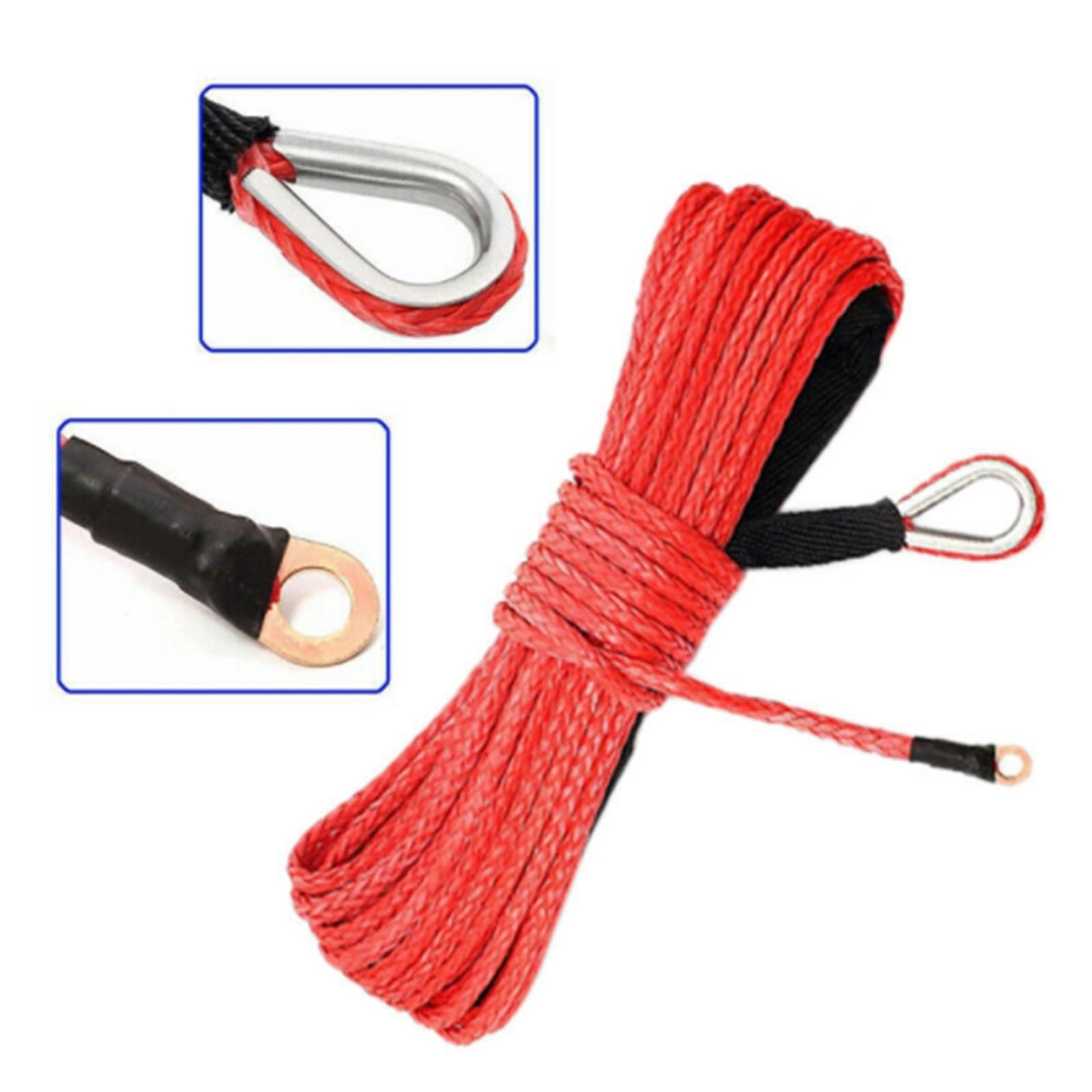 4,8 mm * 15 m (2,5 Tonnen) Synthetisches Windenseil-Bergungskabel for ATV, UTV, LKW, Boot, Winde, Abschleppseil(Rood) von HPHPH