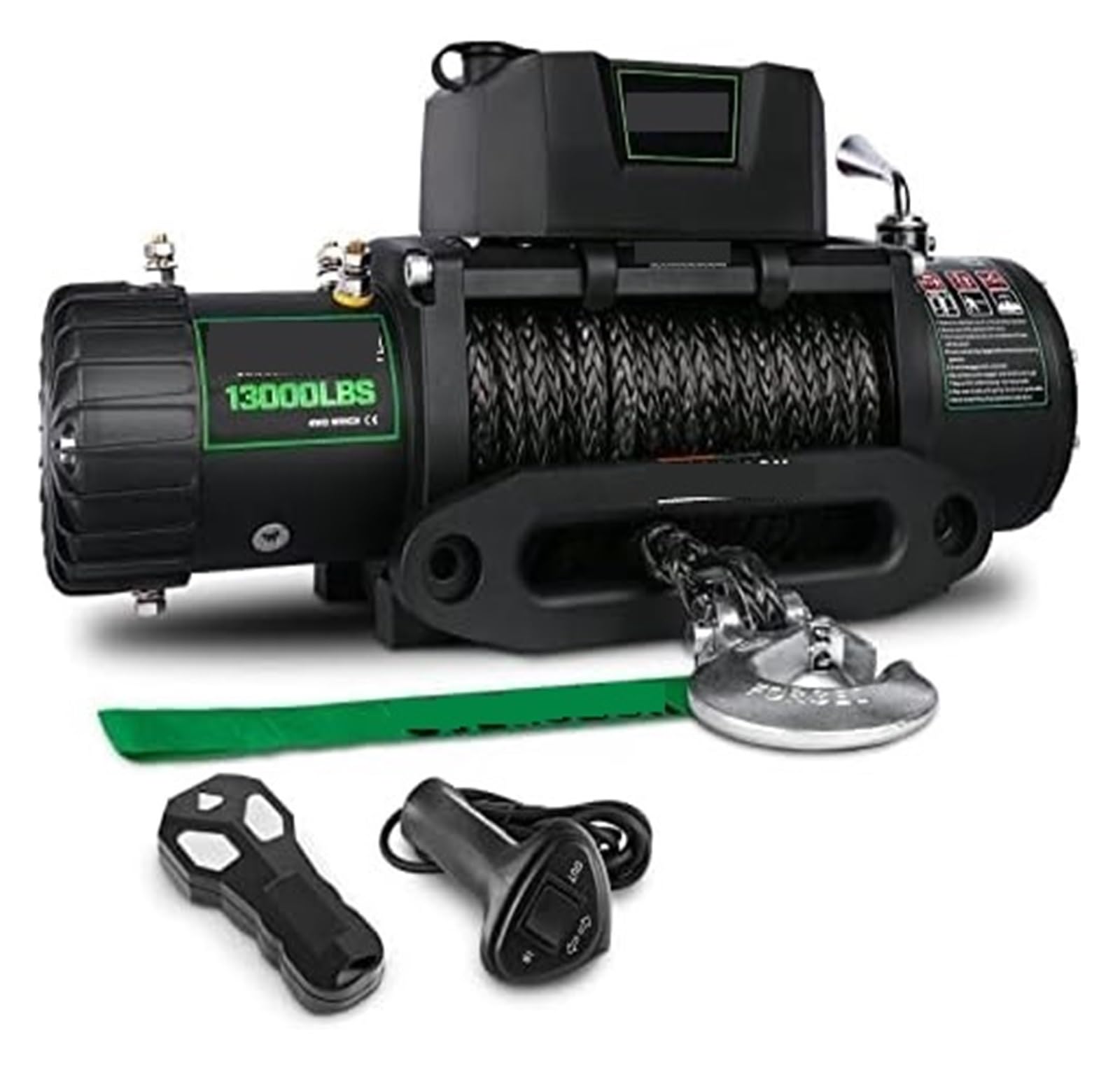 HPHPH Winde 13000 Pfund. Winden-Kit, Synthetisches Seil, 12 V wasserdichte Winde mit kabelloser Handfernbedienung und schnurgebundener Steuerung, for LKW-SUV(13500 lb.) von HPHPH