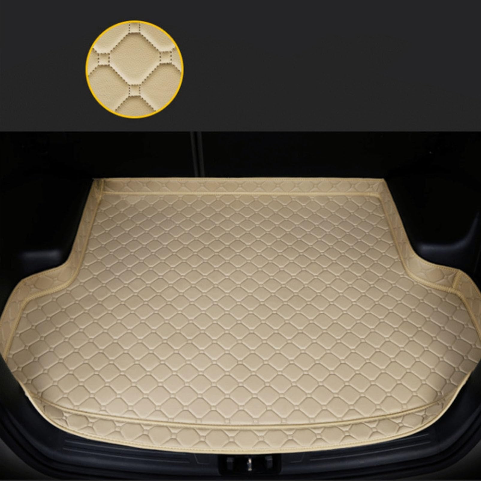 Maßgeschneiderte Kofferraummatte Für Porsche Cayenne Coupe, maßgeschneiderter Kofferraumpolster aus Leder, kratzfester, Rutschfester Ladeschutz (Color : A/Beige, Size : Normal) von HPJDJXB