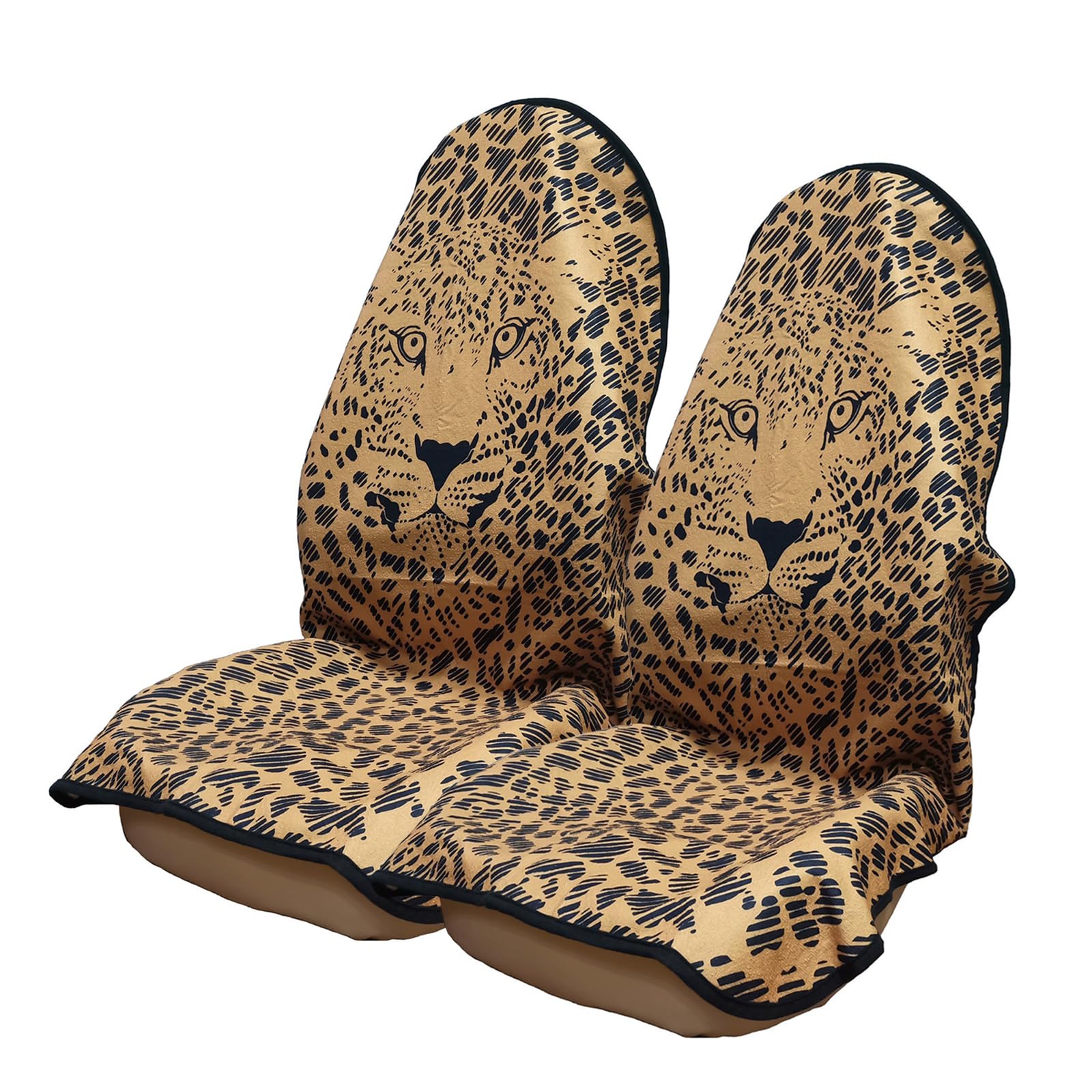 HPLWYM Leopard Print Handtuch Tuch Autositzbezüge Vordersitze, 2PC Universal Wasserdichter Sitzbezüge Auto für LKWs SUVs Autos, Autositzschoner für Damen und Herren, Sitzauflage Auto Sitzauflagen von HPLWYM