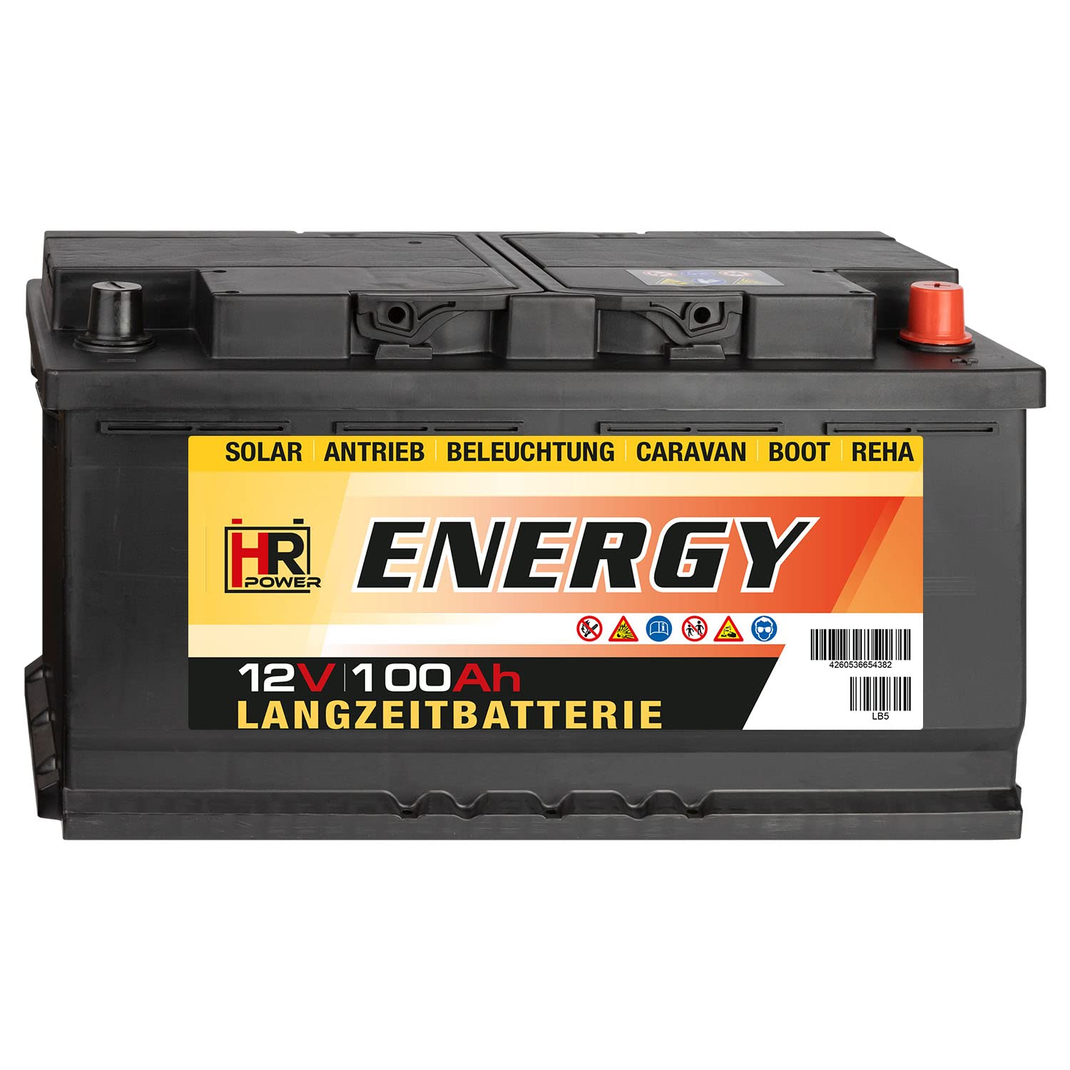 HR-ENERGY Batterie 12V 100Ah | High-Performance Langzeitbatterie für Solar, Caravan, Boot, Hobby & Freizeit von HR-Power