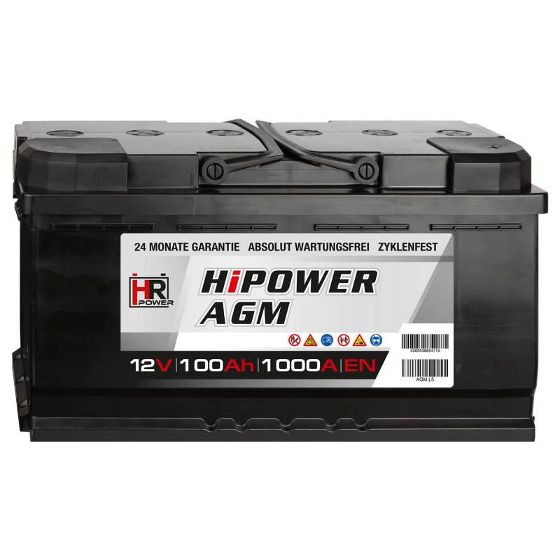 HR HiPower AGM Autobatterie 12V (100Ah) von HR-Power