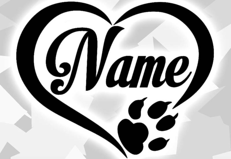 HR-WERBEDESIGN 1x Aufkleber Pfote Pfoten Hunde Wunschname Herz Sticker Auto Fun Tatze Name Heart paw Dog von HR-WERBEDESIGN