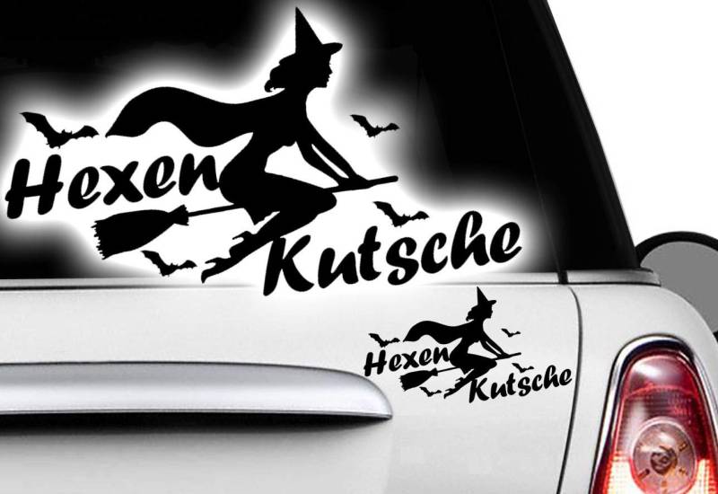 HR-WERBEDESIGN 1x Hexen 20x7cm Hexe Aufkleber Wandtattoo Hexenkutsche Gothic Halloween Witch von HR-WERBEDESIGN