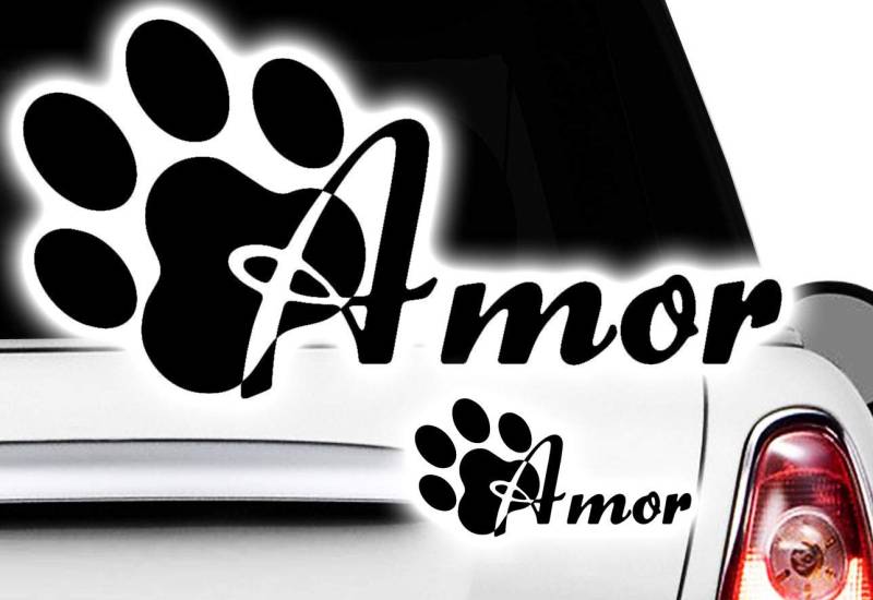 HR-WERBEDESIGN 2X Aufkleber Pfote Pfoten Hunde Wunschname Sticker Auto FUNx Tatze Name paw Dog von HR-WERBEDESIGN