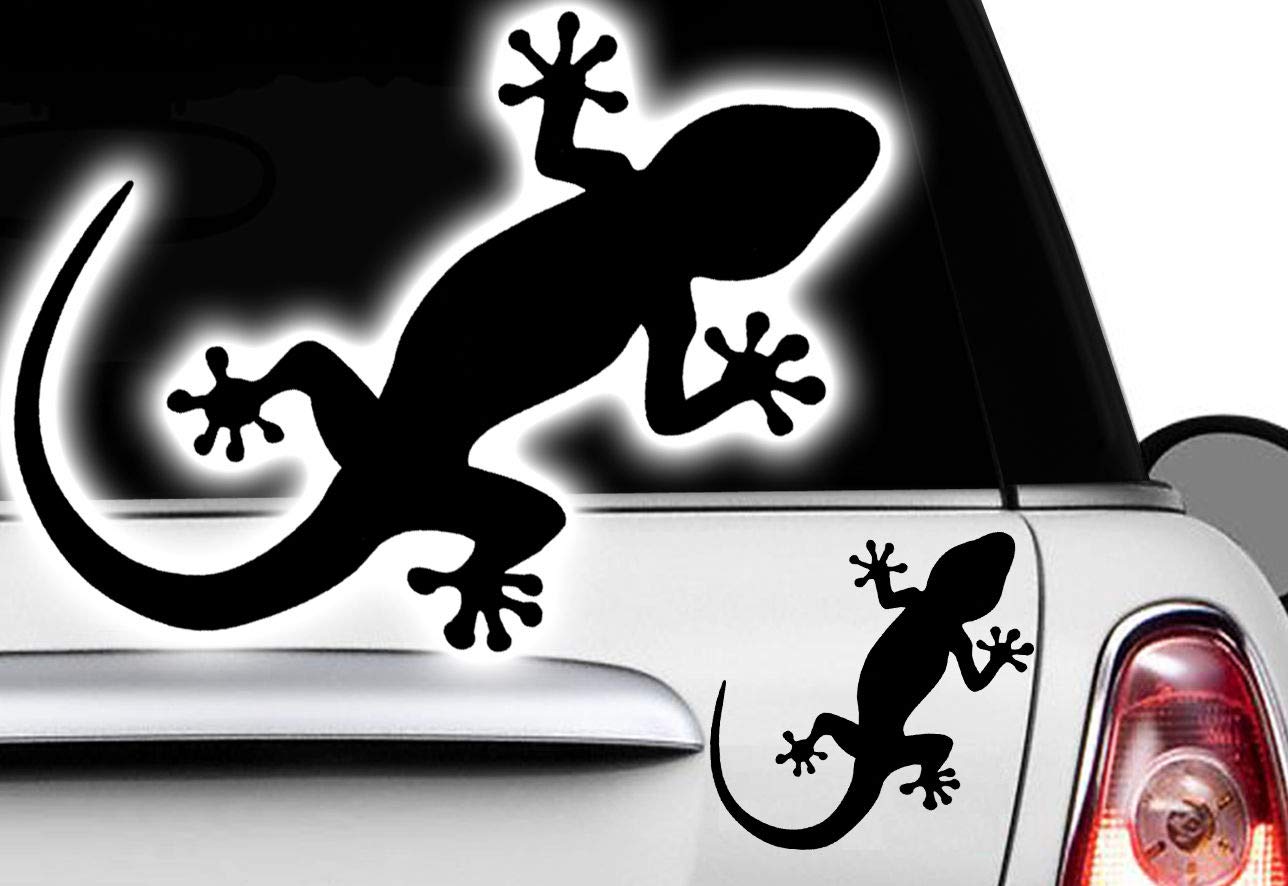 HR-WERBEDESIGN 2X Gecko 16x10,5cm Auto Aufkleber Hawaii Sticker Tattoo Gekko Hibiskus Eidechse von HR-WERBEDESIGN