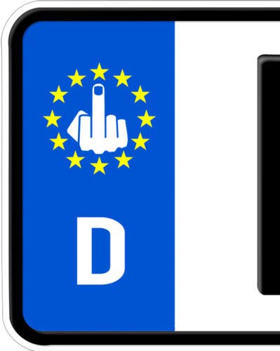 HR-WERBEDESIGN 2X Mittelfinger Nummernschild Kennzeichen Plakette Stinkefinger Aufkleber Euro von IUSOT