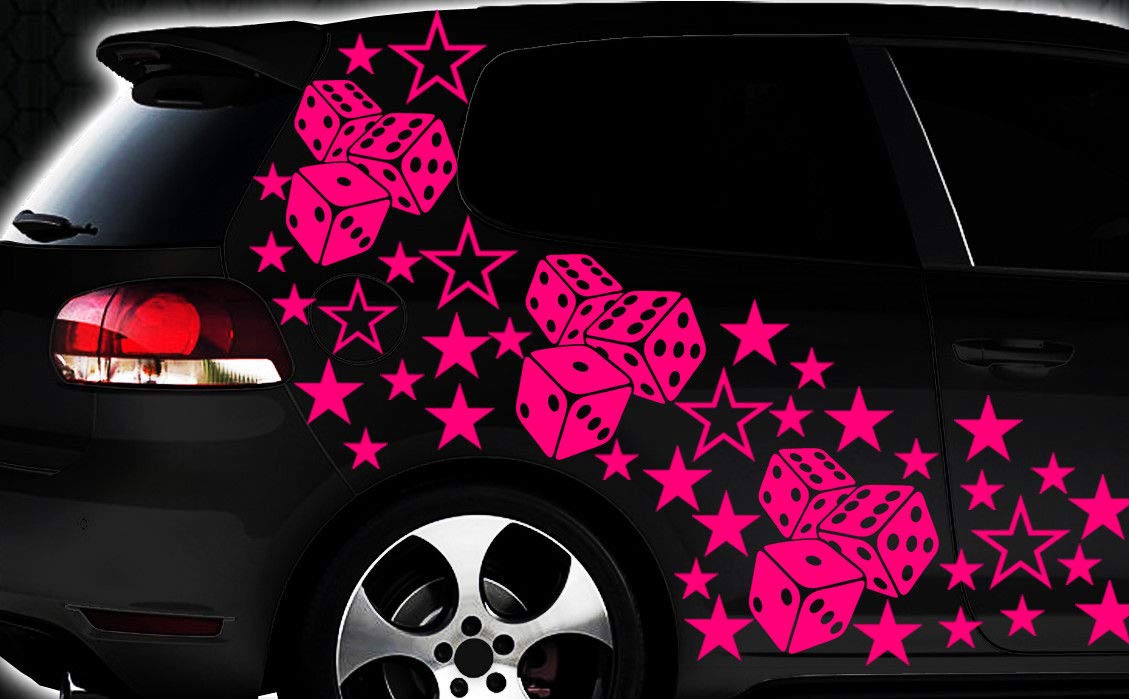 HR-WERBEDESIGN 93-teiliges Sterne Würfel Cube Star Auto Aufkleber Tuning WANDTATTOO Blumen x von HR-WERBEDESIGN