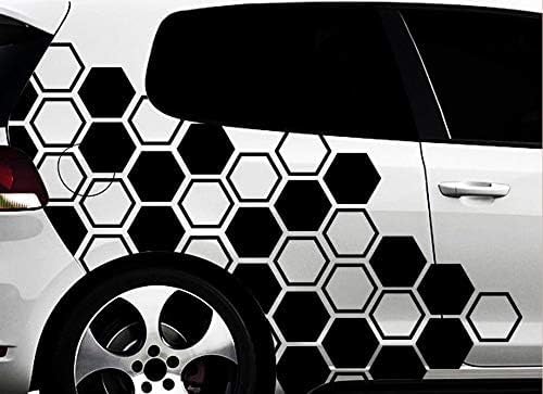 Hexagon Pixel Cyber Camouflage Honeycomb XXL Set Auto Aufkleber Sticker Tuning Wandtattoo XXL von HR-WERBEDESIGN