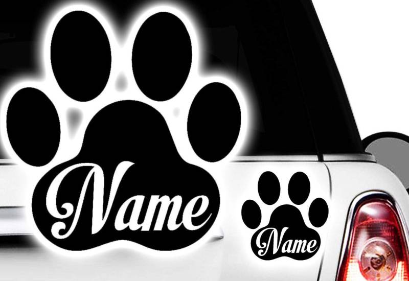 HR-WERBEDESIGN Wunschname Pfote, Dog, Cat, Katzenpfote Hundepfote vvv Namen Aufkleber Sticker von HR-WERBEDESIGN