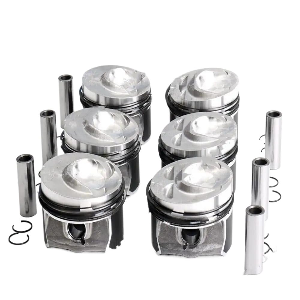 6 Stück Motorkolben und Ringe Set 03H107066F 03H107065N Kompatibel mit Q7 VR6 3.6L FSI Autoteile von HRNJX