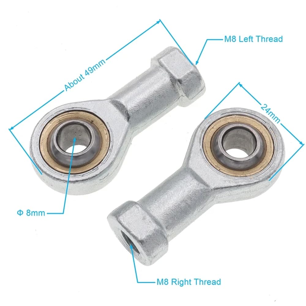 M8 Kugelgelenk Spurstangenkopf links rechts Fischauge 1 Paar kompatibel mit 47cc 49cc ATV Quad Bike(Inner Thread) von HRNJX