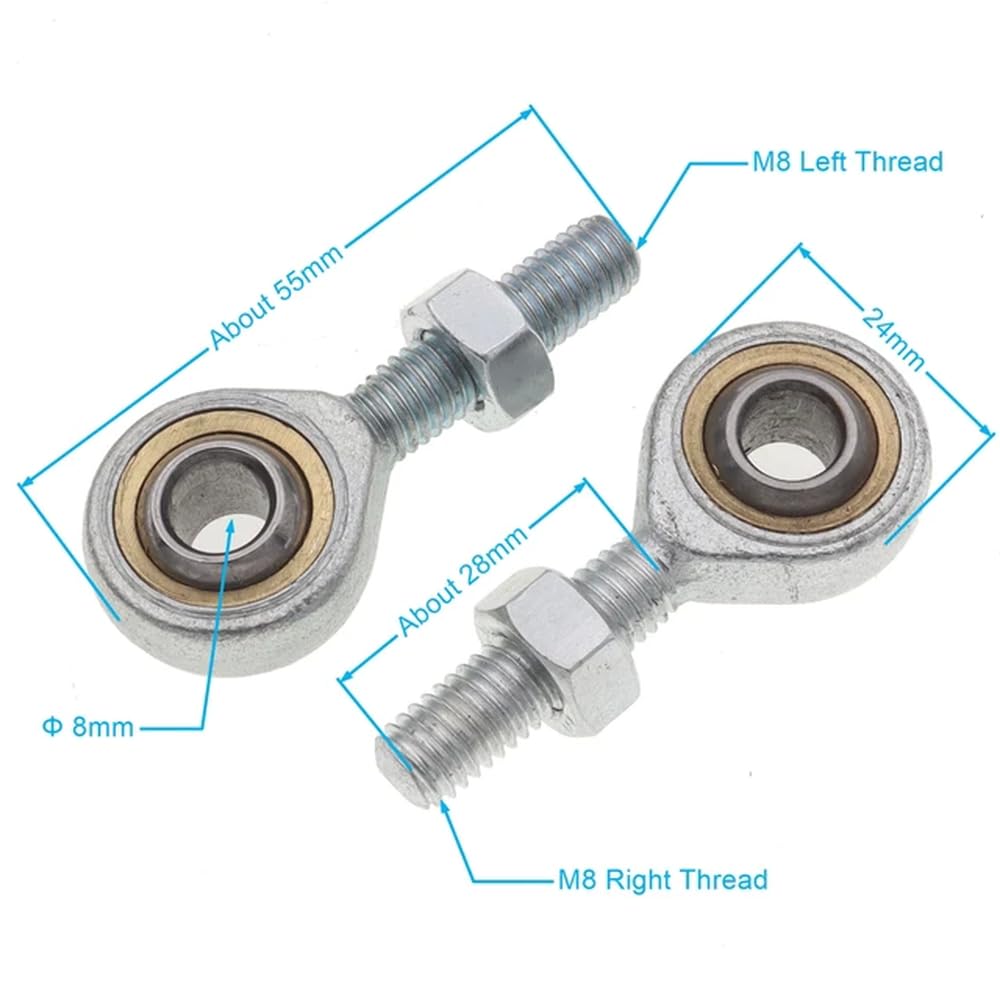 M8 Kugelgelenk Spurstangenkopf links rechts Fischauge 1 Paar kompatibel mit 47cc 49cc ATV Quad Bike(Outer Thread) von HRNJX