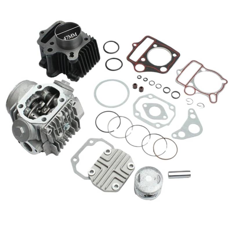 Motorrad-Motor-Zylinderkopf-Set, Kolbenring-Werkzeug-Set, kompatibel mit JH70 WS110 TRX70 CRF70 XR70 CT110 47 mm 52,4 mm Bohrungszubehör(47mm 70CC) von HRNJX