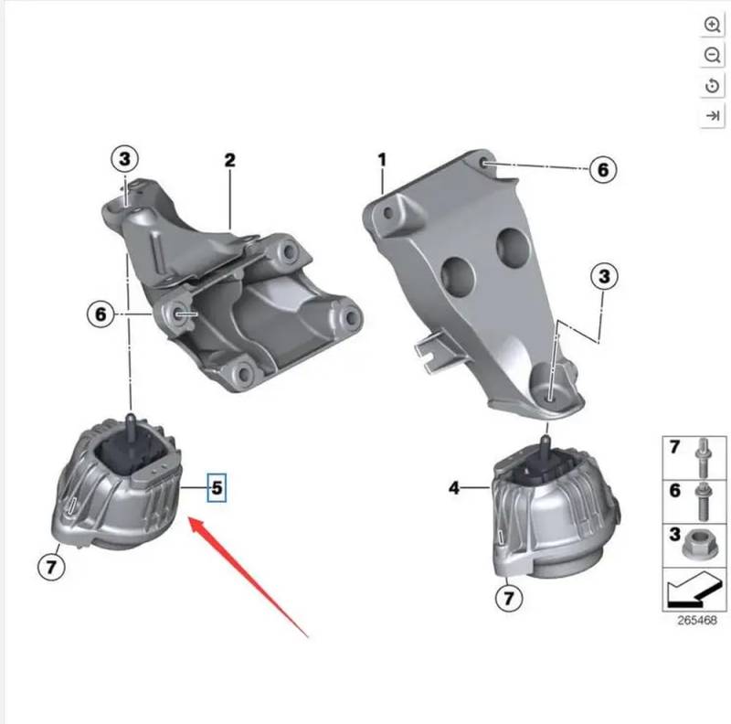 Rechte Motorhalterung, kompatibel mit 3er-Serie X3 X4 F80 F35 F31 F30 F26 F25, kompatibel mit 22116856184 von HRNJX