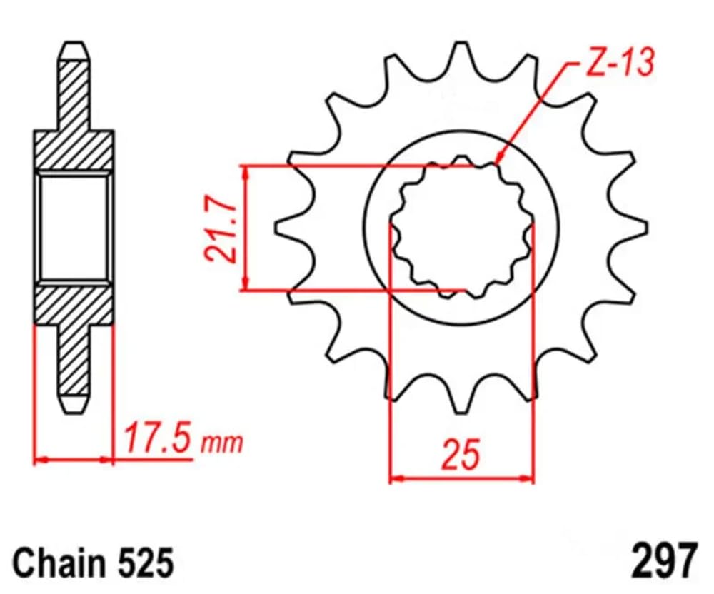 Vorderes Kettenrad 525–15 Zähne, kompatibel mit VFR400R3 NC30 1990–1993, CB500 1994–2003, CB500S 1998–2003, Ersatzteil von HRNJX