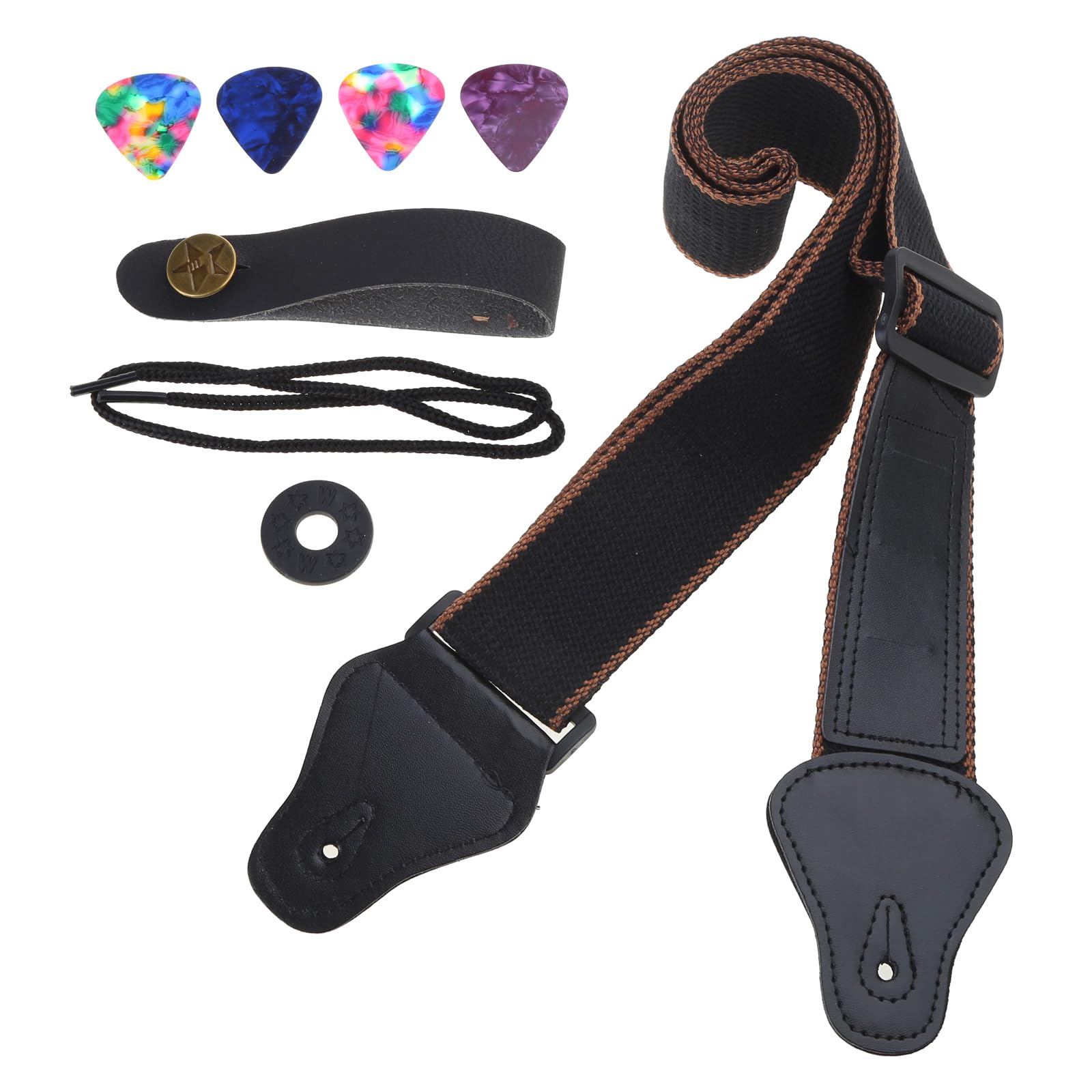 Universeller Gitarrengurt Mit Pick Tasche Verstellbarer Baumwoll Gitarren Schultergurt Für Akustische E Bass Gitarre von HRODA