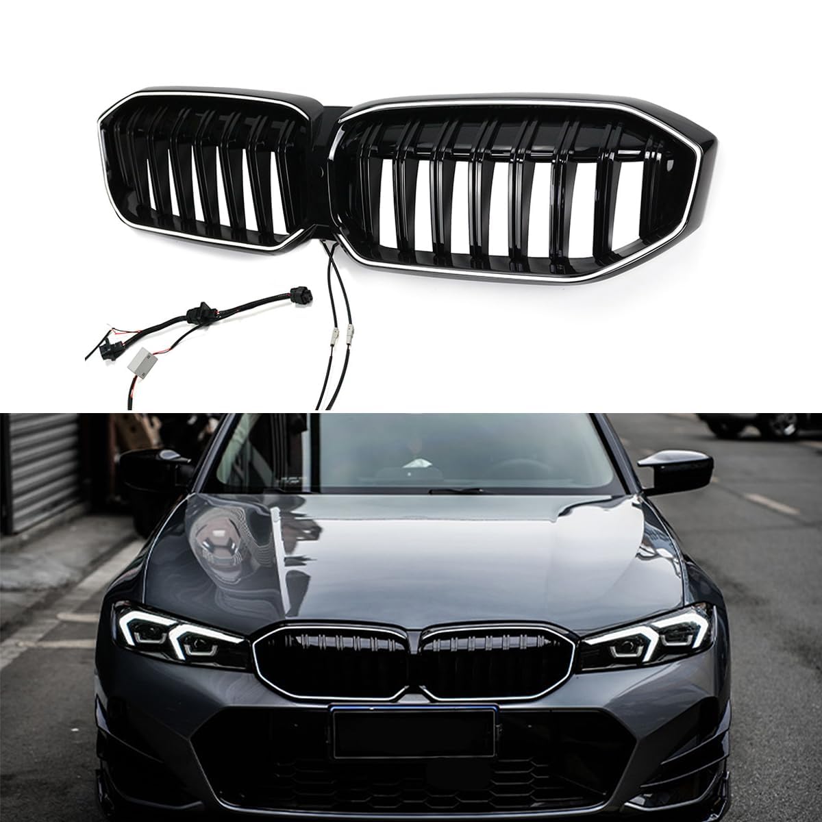 Kühlergrill für BMW New 3 Series G28 LED 2023-2024 Verschleißfest Wetterfest und Langlebig Sport Stil Autoersatzteile Dauerhaft Grill von HRPOEW