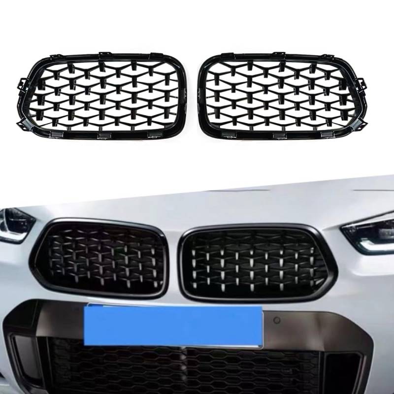 Kühlergrill für BMW X2 F39 2019-2024 Verschleißfest Wetterfest und Langlebig Sport Stil Autoersatzteile Dauerhaft Grill von HRPOEW