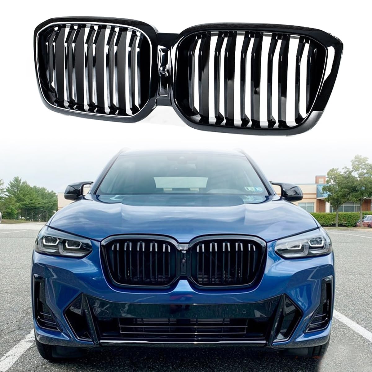 Kühlergrill für BMW X3 Series G01 LCI 2022-2024 Verschleißfest Wetterfest und Langlebig Sport Stil Autoersatzteile Dauerhaft Grill von HRPOEW