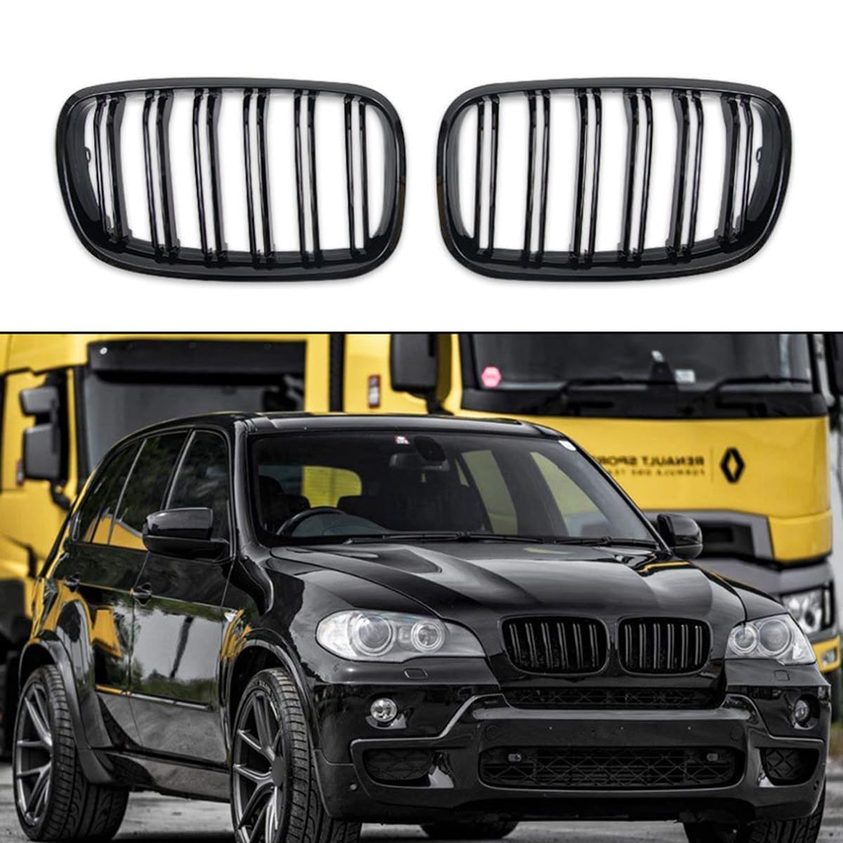 Kühlergrill für BMW X6 E71 2008-2014 Verschleißfest Wetterfest und Langlebig Sport Stil Autoersatzteile Dauerhaft Grill von HRPOEW