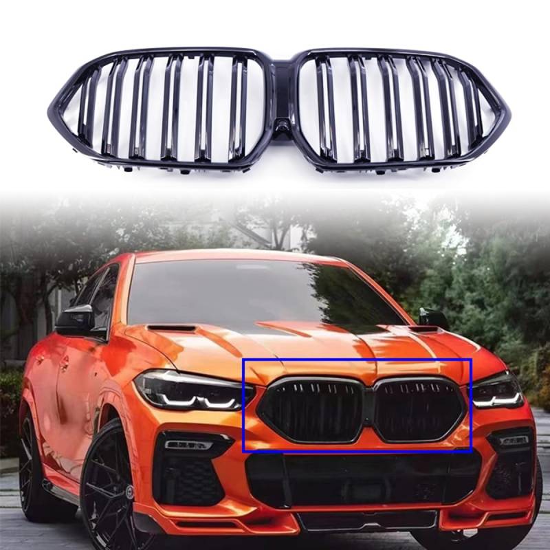 Kühlergrill für BMW X6 G06 2020-2022,B Verschleißfest Wetterfest und Langlebig Sport Stil Autoersatzteile Dauerhaft Grill,normal-C von HRPOEW