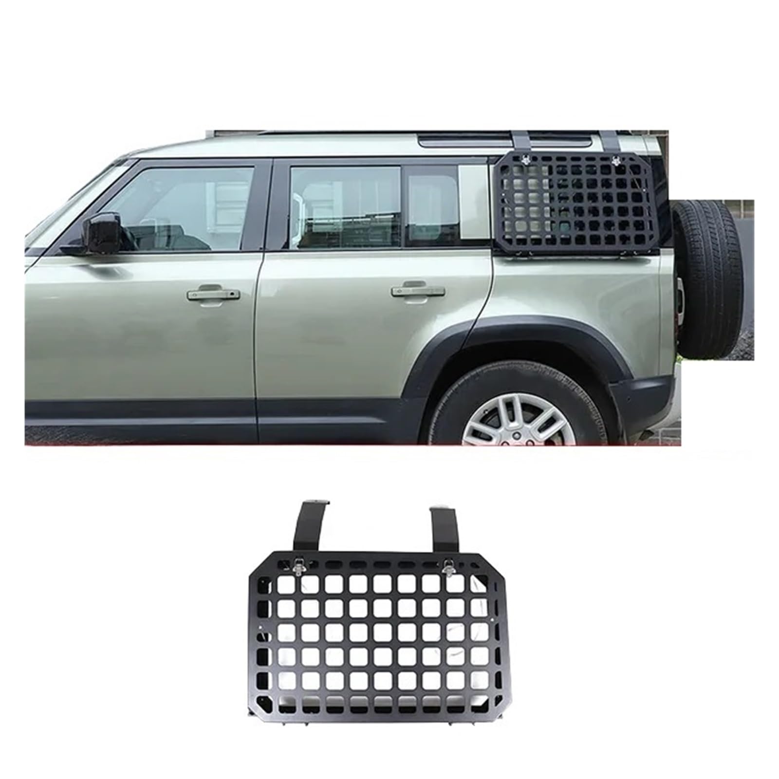 Auto-Hecktür-Fensterglaspanzerung, Schutzdekorationsrahmenabdeckung, kompatibel mit Land Rover Defender 90 110 130 2020-2024, Autozubehör(Black) von HRPPFGFWP